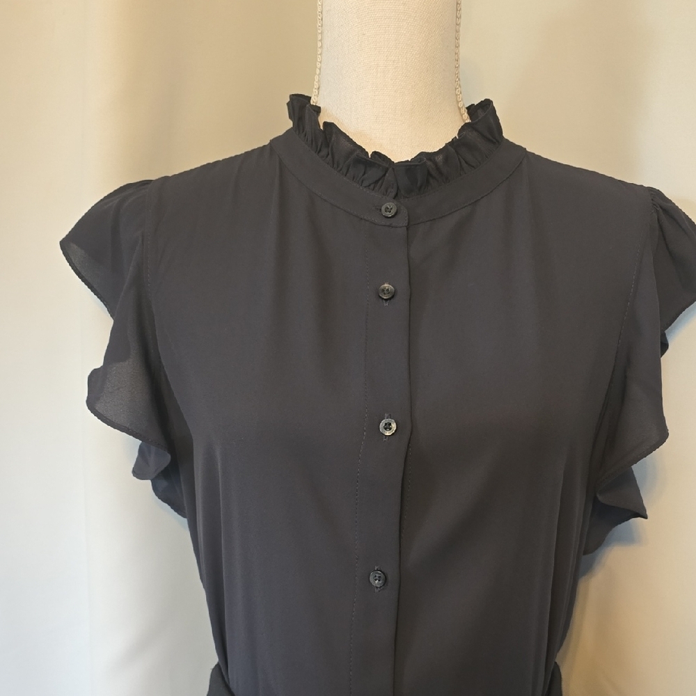 Calvin Klein Black Ruffle Blouse - Picture 2 of 5